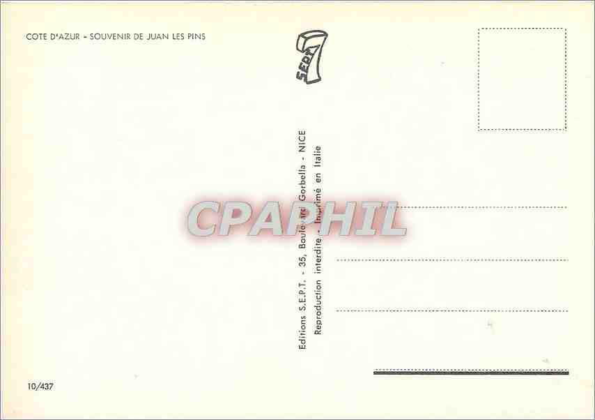 CPM Cote d'Azur souvenir de Juan les Pins — Rückseite