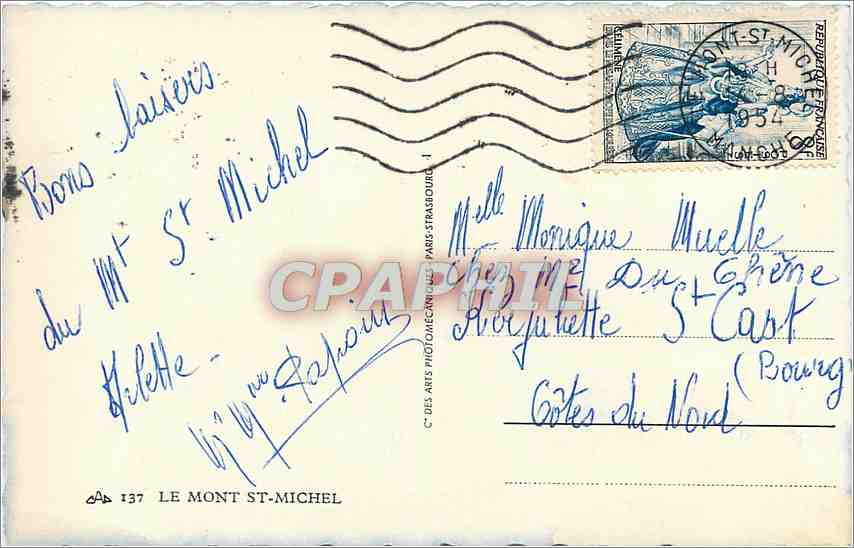 CPM Le Mont St Michel — Verso