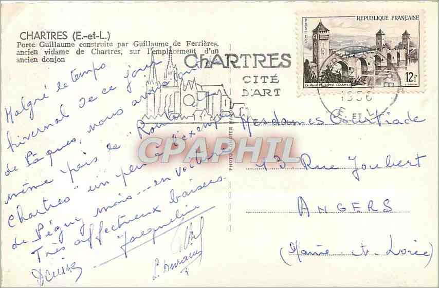 CPM Chartres (E et L) Porte Guillaume construite par Guillaume de Ferrieres ancien vidame de cahrtre — Rückseite