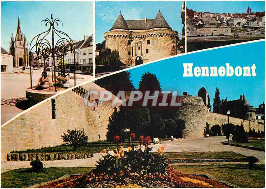 CPM Hennebont (Morbihan) Les remparts de la ville Close et les jardins les puits ferre et l'eglise N
