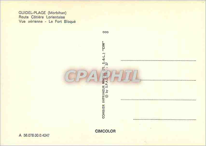 CPM Guidel Place (Morbihan) Route Cotiere Lorientaise vue aerienne le Fort Bloque — Rückseite