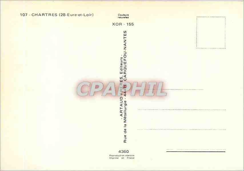 CPM Chartres (Eure et Loir) — Rückseite