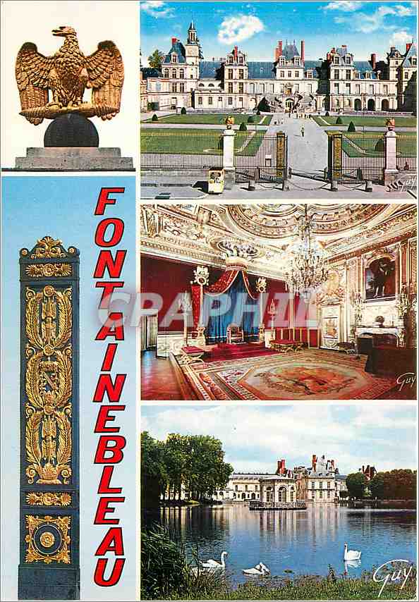 Fontainebleau — Palacio imperial, puerta de entrada, sala del trono, estanque — Ediciones Guy