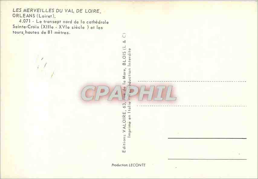 CPM Les Merveilles du Val de Loire Orleans (Loiret) Le pont George V sur la loire et la cathedrale S — Rückseite