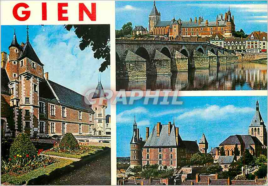 CPM Le Gatinais Montargis la rue du general Leclerc et l'Eglise de la Madeleine le canal de Briare