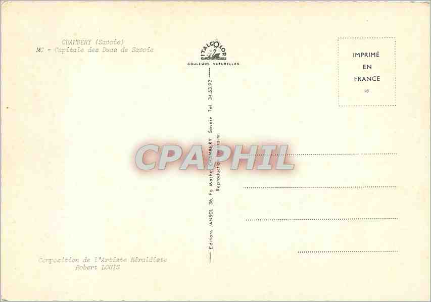 CPM Chambery (Savoie) Capitale des duce de Savoie — Rückseite