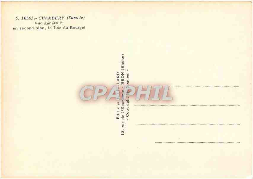 CPM Chambery (Savoie) vue generale en second plan le Lac du Bourget — Rückseite