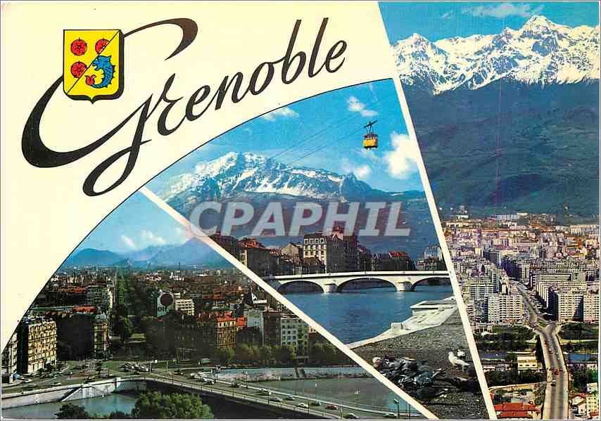 CPM Grenoble cours Jean Jaures Moucherotte et le telepherique de la Bastille Grands boulevards et ch