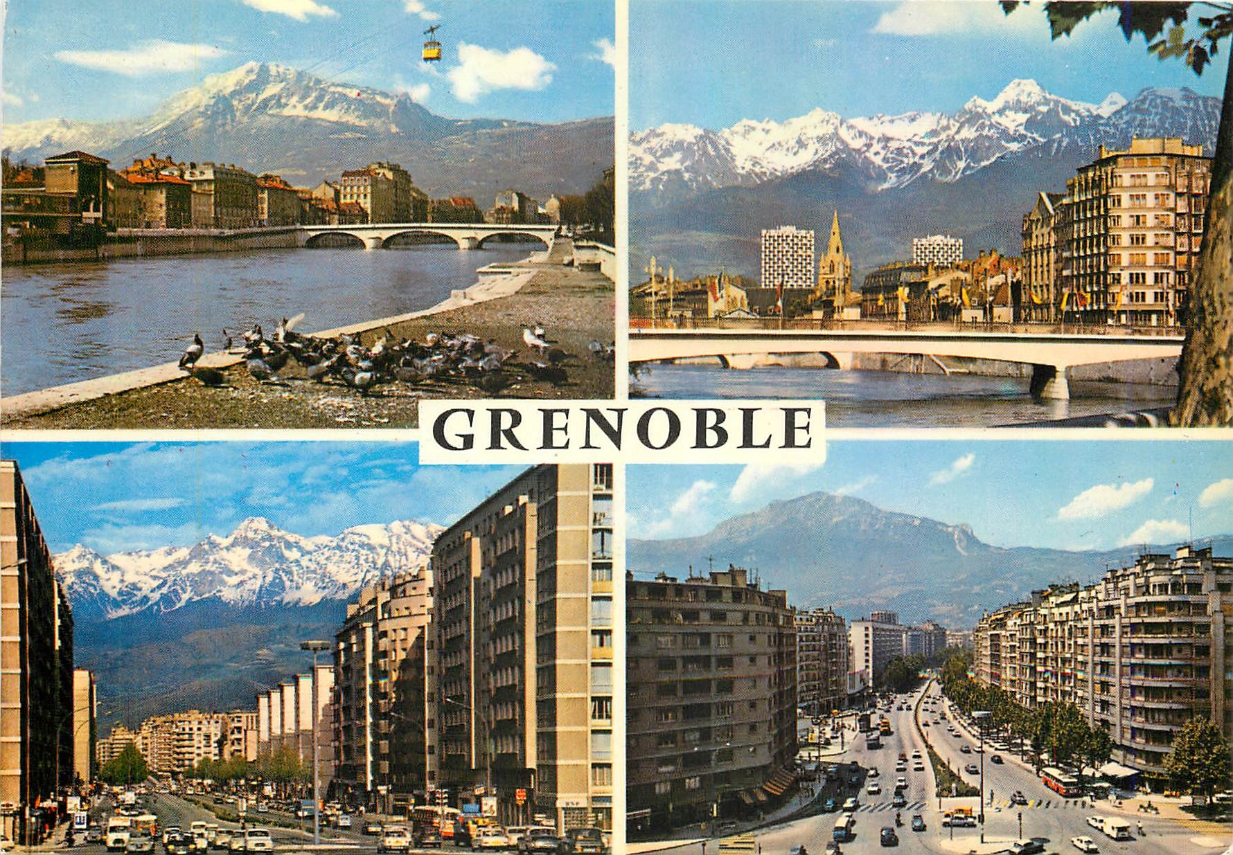 Grenoble — vue panoramique avec montagnes en arrière-plan — Éditions SPADEM, n° 38 AB 87