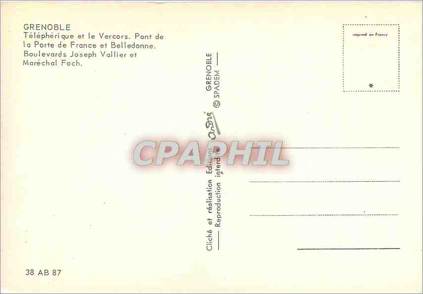 Grenoble — vue panoramique avec montagnes en arrière-plan — Éditions SPADEM, n° 38 AB 87 — Reverso