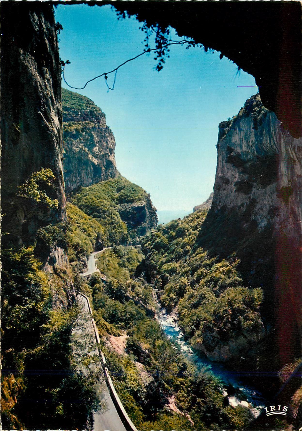 CPM Environs de Grasse (A Mmes) la riviere et la route a travers les Gorges du Loup