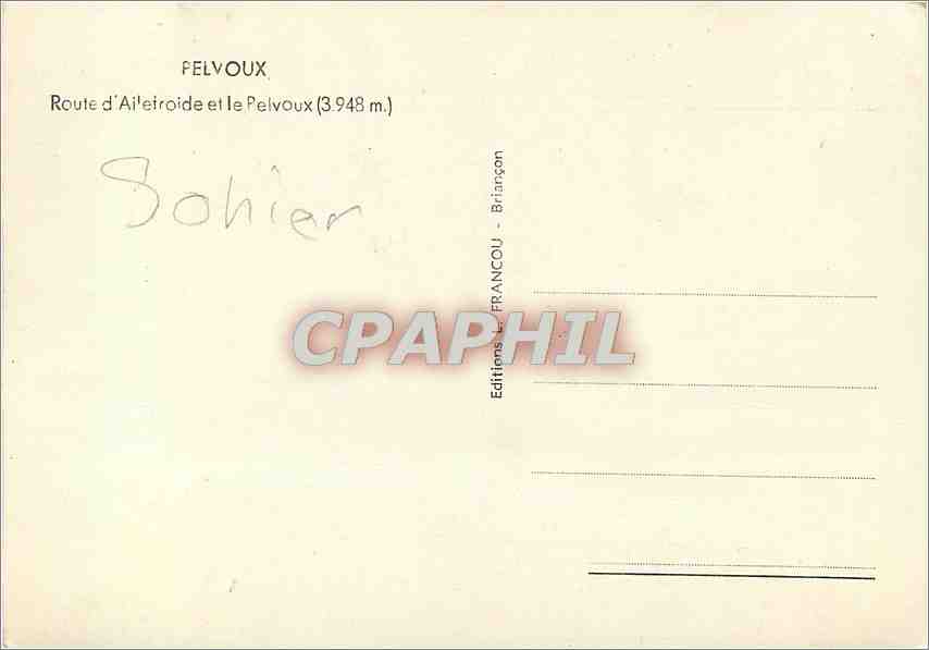 CPM Pelvoux Route d'Ailetroide et le Pelvoux (3948 m) — Verso