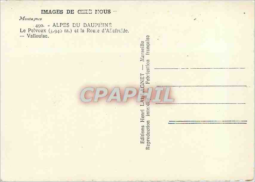 Berge - Alpen des Dauphiné - Le Pelvoux (3.949 m.) und die Route d'Allevard - Vallouise — Rückseite
