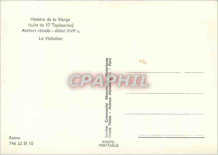 CPM Histoire de la vierge (Suite de 17 Tapiseries) Ateliers remois debut XVIe s la visitation — Rückseite