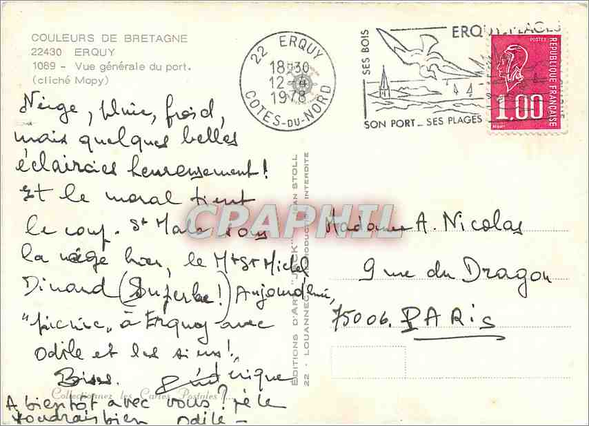 CPM Couleur de Bretagne Erquy Vue generale du port — Rückseite