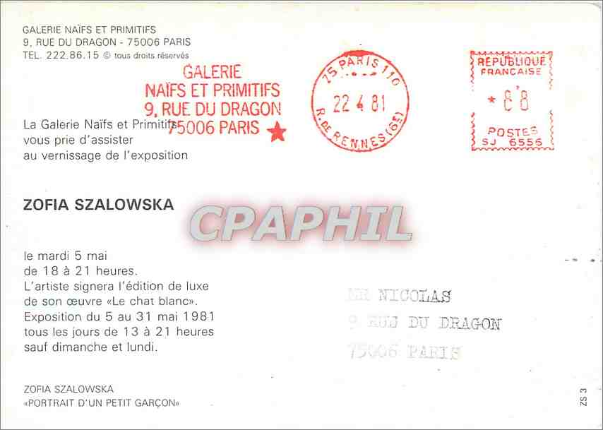 CPM Galerie Naifs et Primitifs vous prie d'assister au vernissage de l'exposition — Verso