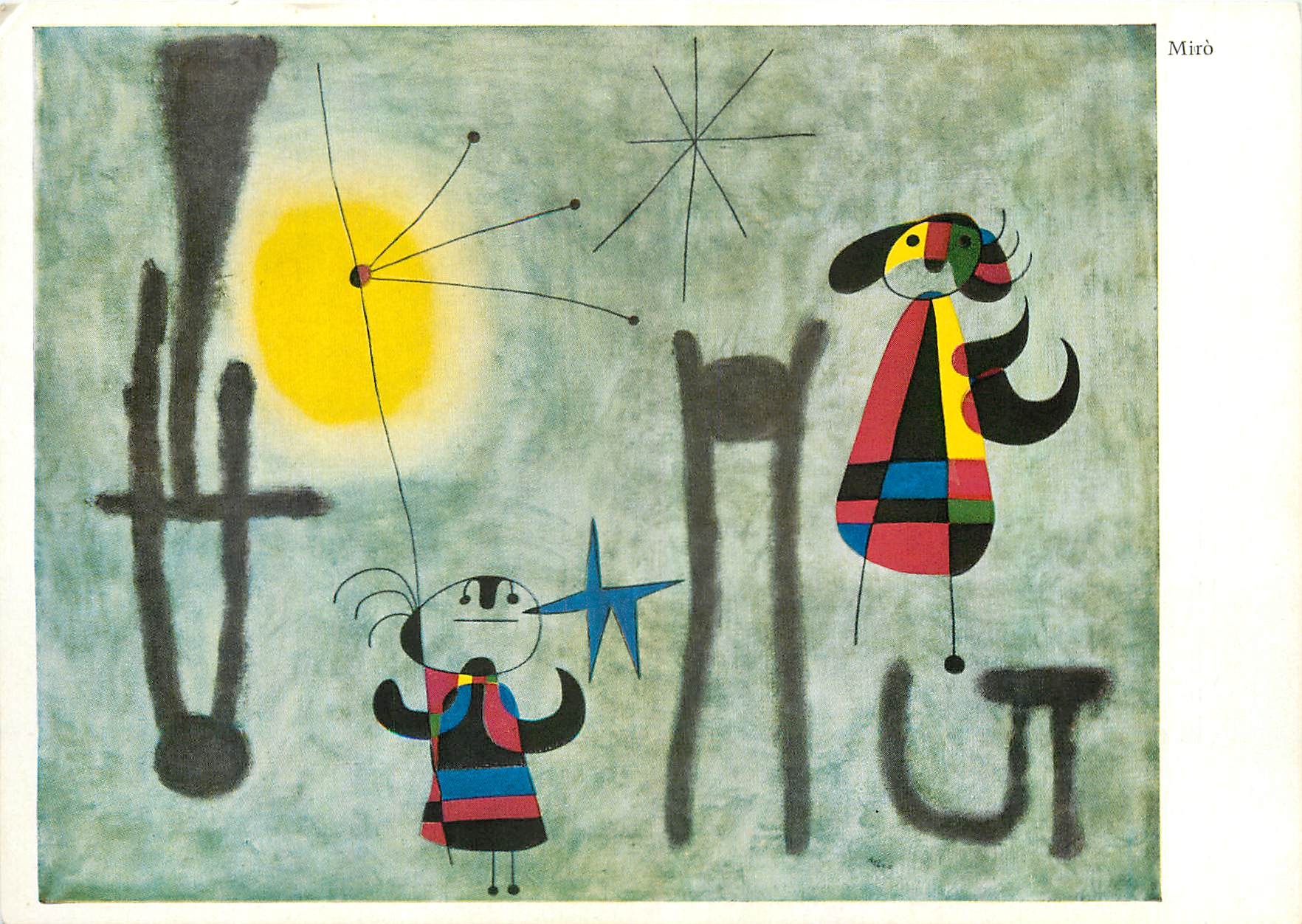 CPM Joan Miro La Petite blonde au Parc d'Attractions