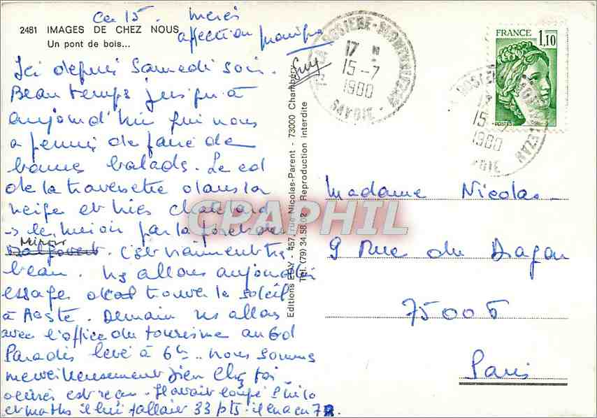 Pont en bois — vallée enneigée — Edy — Verso