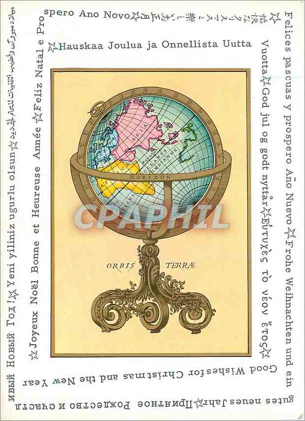 CPM Joyeux Noel Bonne et Heureuse Annee Atlas globe terrestre
