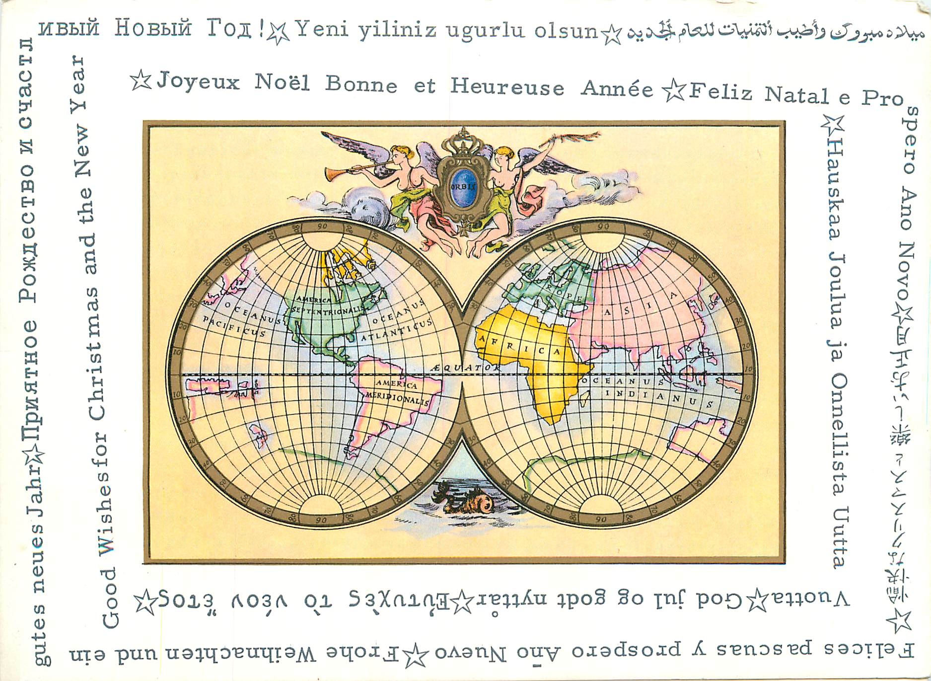 CPM Joyeux Noel Bonne et Heureuse Annee Atlas globe terrestre