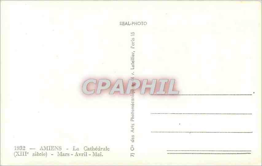 CPM Amiens La Cathedrale (XIIIes ) Mars Avril Mai — Rückseite