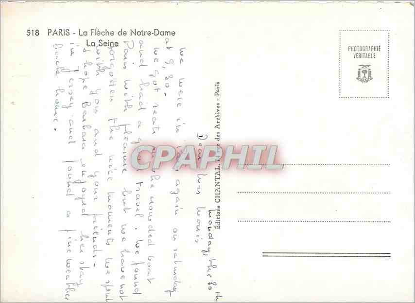 CPM Paris la Fleche de Notre Dame la Seine — Rückseite