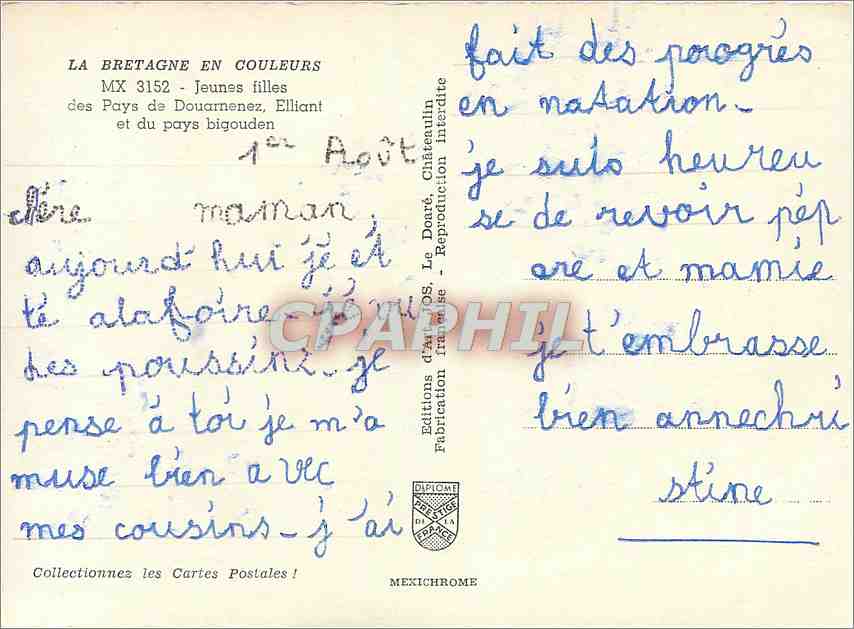 Jeunes filles des Pays de Douarnenez, Elliant — Éditions du DOS, Châteaulin — Rückseite
