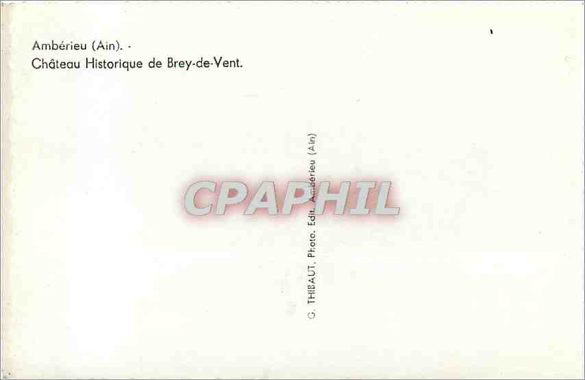 CPM Amberieu (Ain) Chateau historique de Brey de Vent — Verso