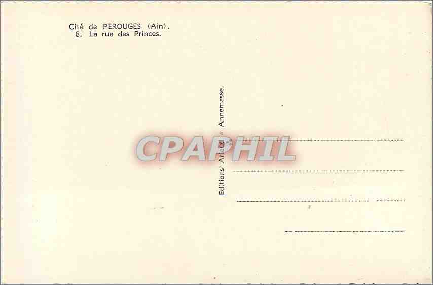CPM Cite de Perouges (Ain) La rue des Princes — Verso