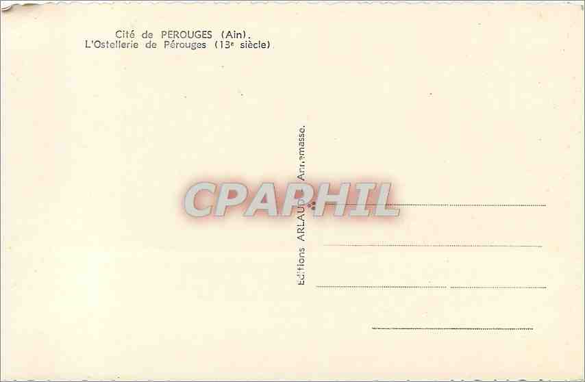 CPM Cite de Perouges (Ain) L'Ostelleirie de Perougues (13e s) — Rückseite