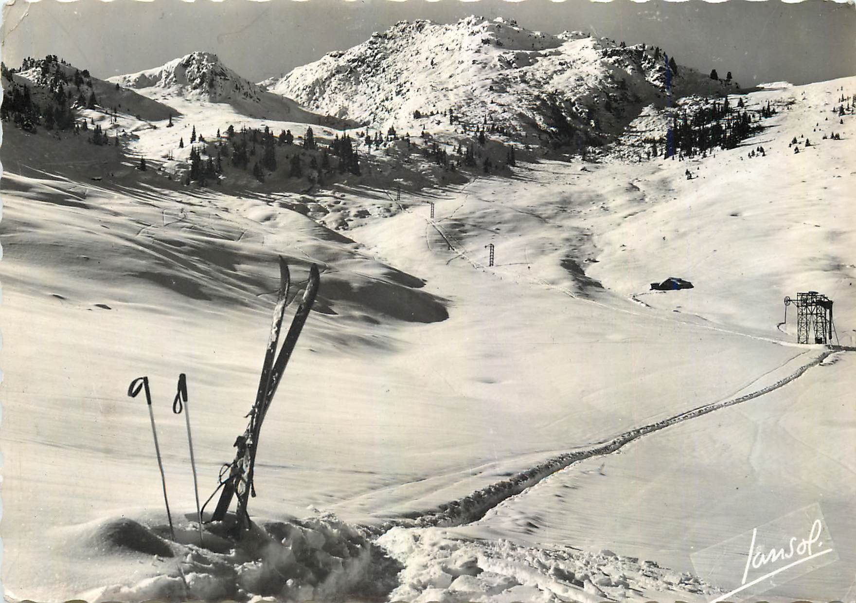 Les Three Valleys — Courchevel — Abfahrt des Téléski du Signal de l'Ariondaz — Éditions Photographiques ANSOL (Savoie)