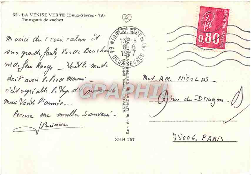 CPM La Venise Verte (Deux Sevre) Transport de vaches — Rückseite