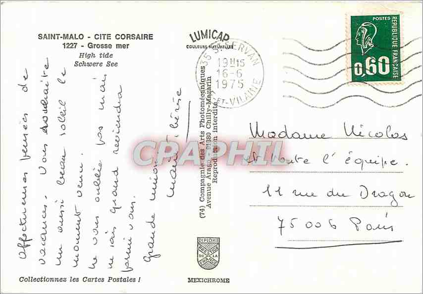 Saint-Malo - Cité corsaire — High tide — éditeur Mexichrome, n°1227 — Reverso