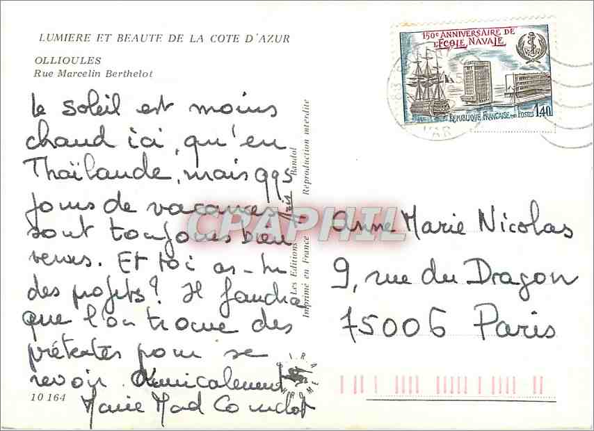 CPM Lumiere et Beaute de la Cote d'Azur Ollioules Rue Marcelin Berthelot — Verso