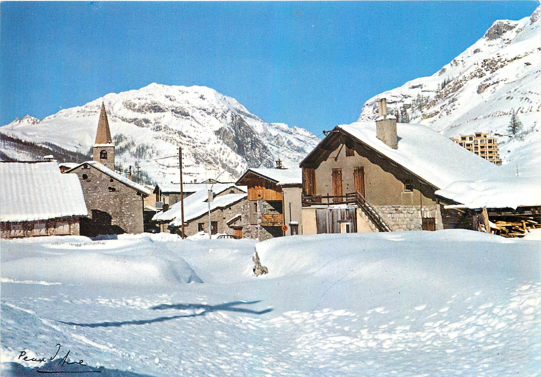 Val d'Isère — Calme après la chute de neige sur le vieux village — Éditions TÉLÉ, Annecy, n° 6 237