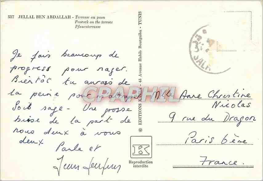 CPM Jellal Ben Abdallah Terrasse au paon — Rückseite
