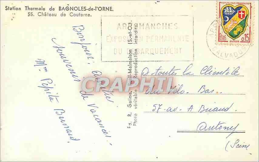 Château de Courterne — Station Thermale de Bagnoles-de-l'Orne — éditeur F. R. Gallois — Rückseite