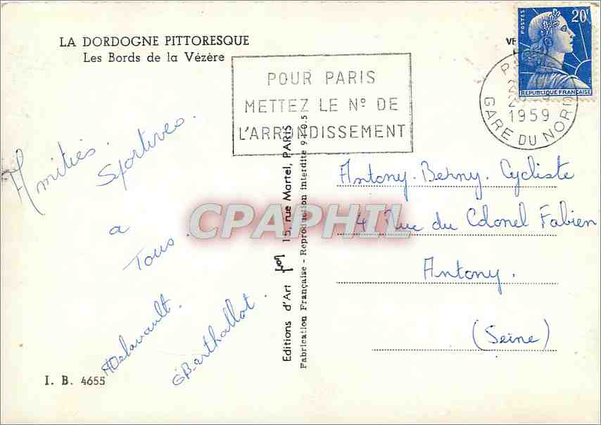 Les Bords de la Vézère — La Dordogne pittoresque — Éditions d'Art Française, n° 4655 — Back