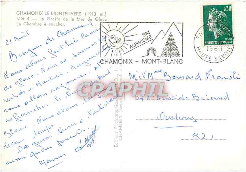 CPM Chamonix le Montenvers (1913 m)) la grotte de la Mer de Glace la chambere a coucher — Verso
