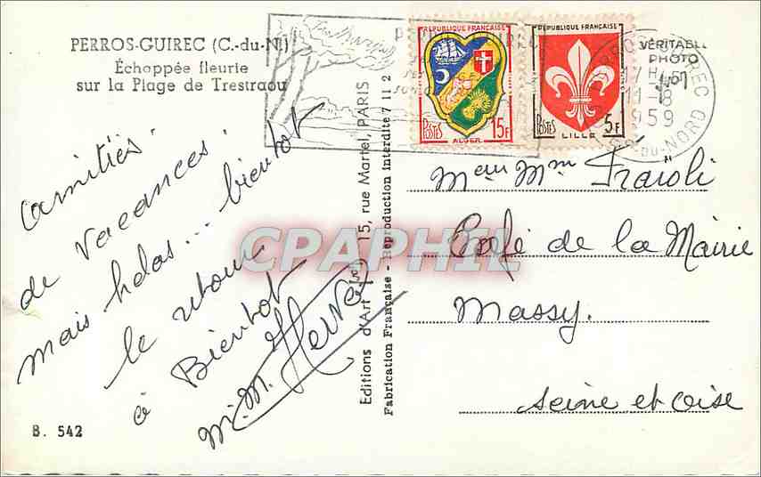 Perros-Guirec (C.-du-N.) — Échoppée fleurie sur la Plage de Trestraou — Éditions d'Art Paris — Rückseite