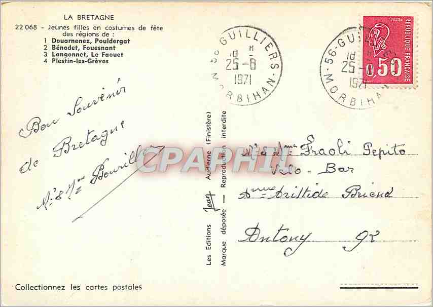 Sourires de Bretagne — Les Éditions Jeauf — n°22.068 — Verso
