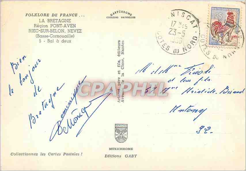 Folklore de France — La Bretagne — Riec-sur-Bélon, Basse-Cornouaille — Éditions Gaby — Verso