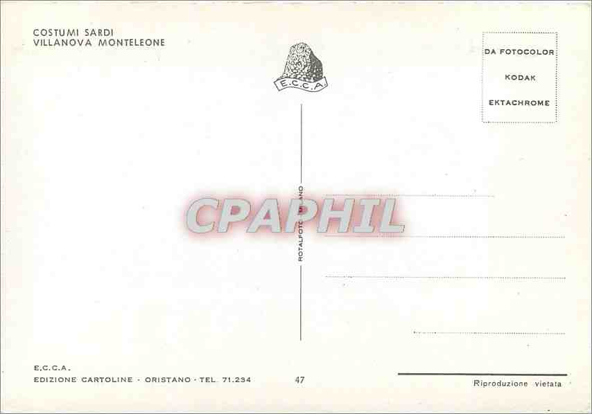 CPM Costumi Sardi Villanova Monteleone — Rückseite