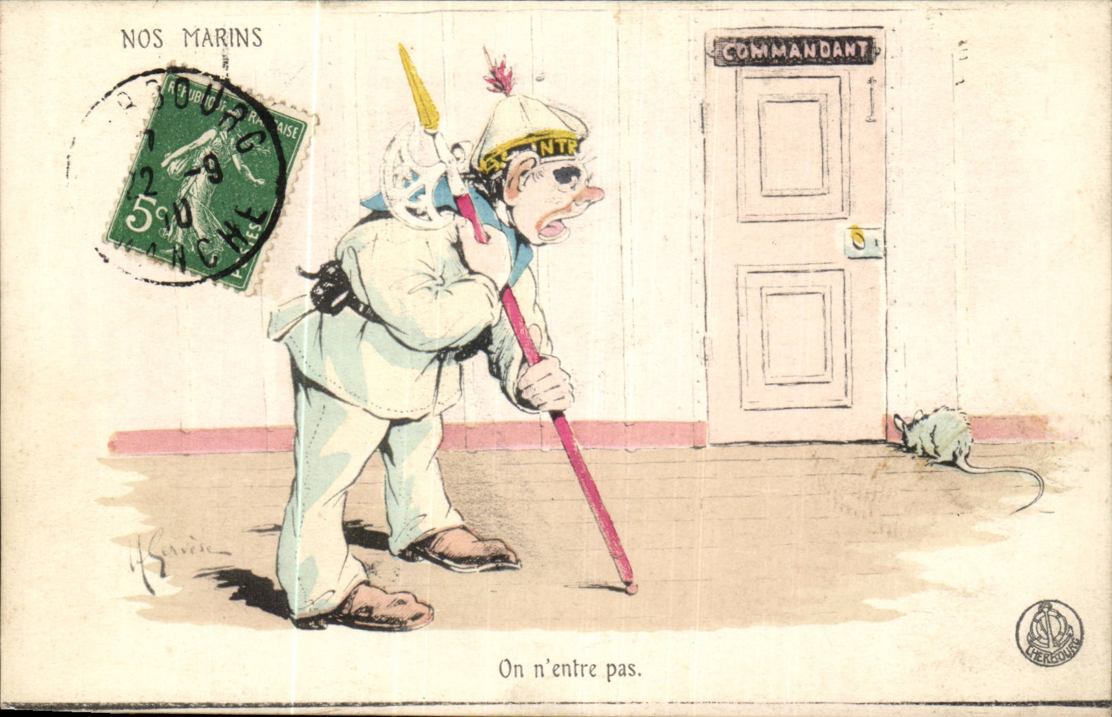 Nos Marins -Fantaisie-Humour-Bateau- On n'entre pas -CPA Illustrateur Gervese