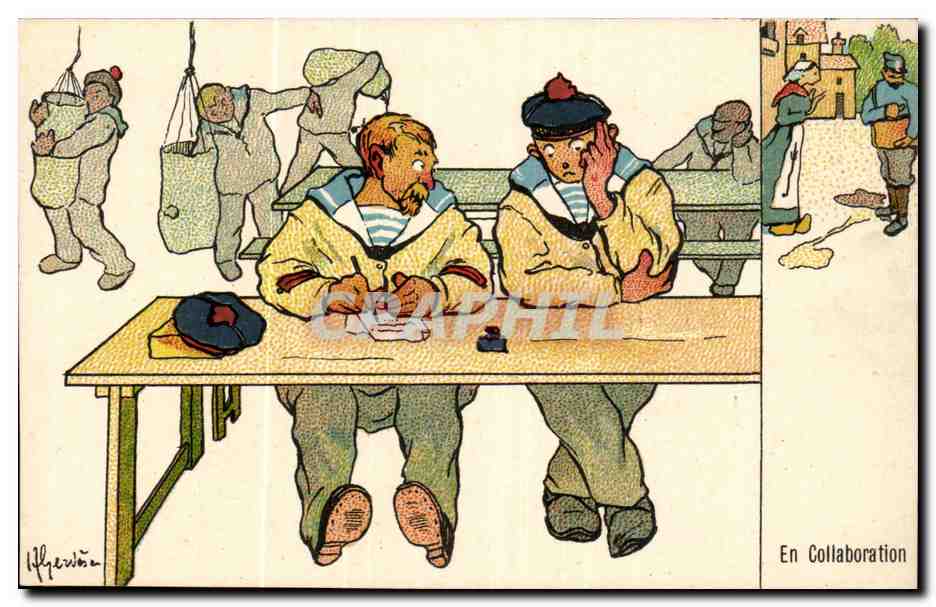 Marin-Fantaisie-Humour-Bateau- Collaboration -CPA Illustrateur Gervese