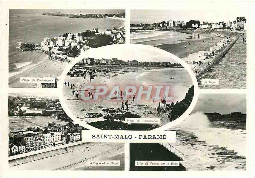 Saint-Malo - Paramé — Plage de Rochebonne, La Digue, Effet des Vagues sur le Sillon — Éditions Gaby