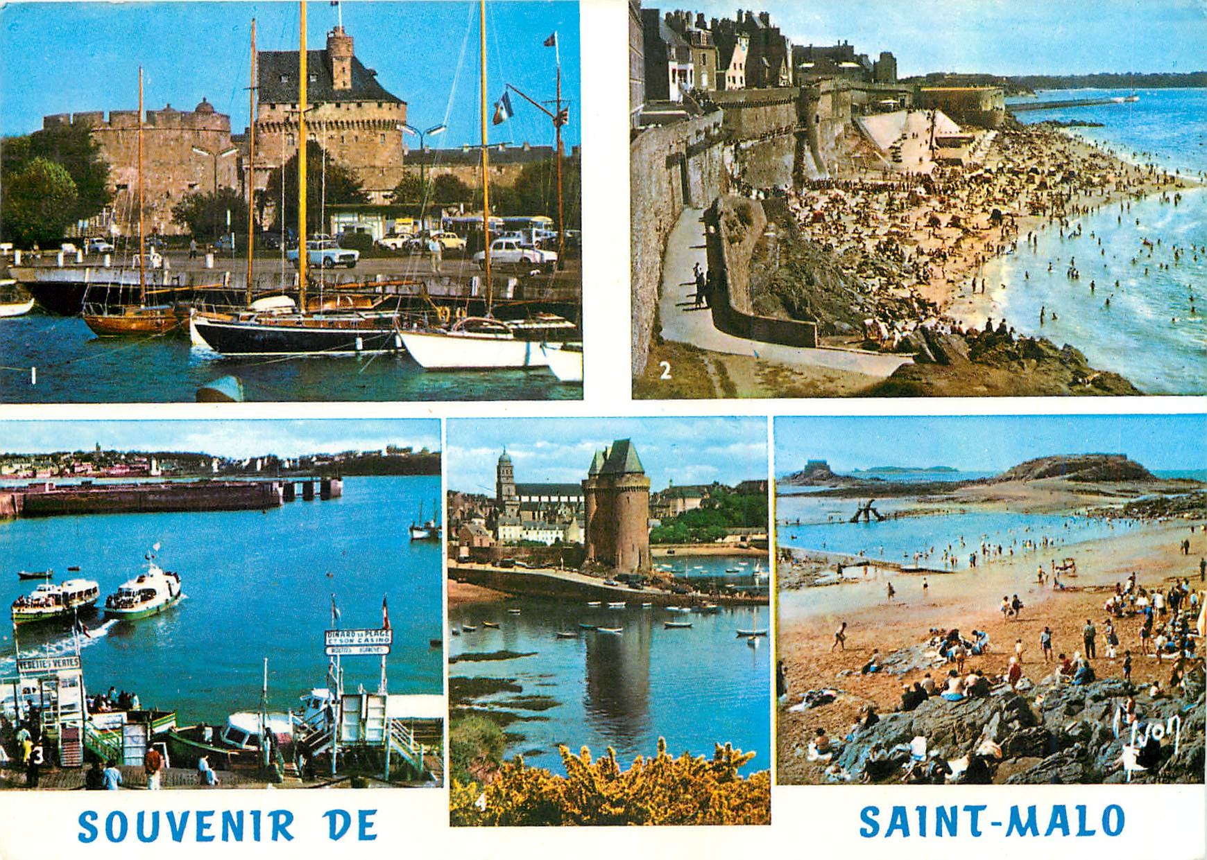 Saint-Malo — Vue du port, du Donjon, de la promenade et des plages — Éditions Jean-Jaurès-Acquillet