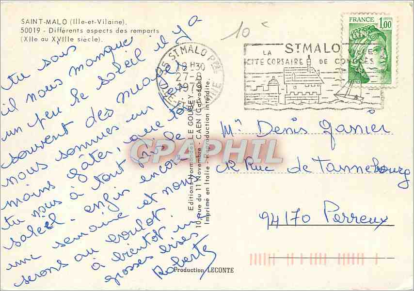 Saint-Malo — Les Remparts — Éditeur Emy, n° 50019 — Verso