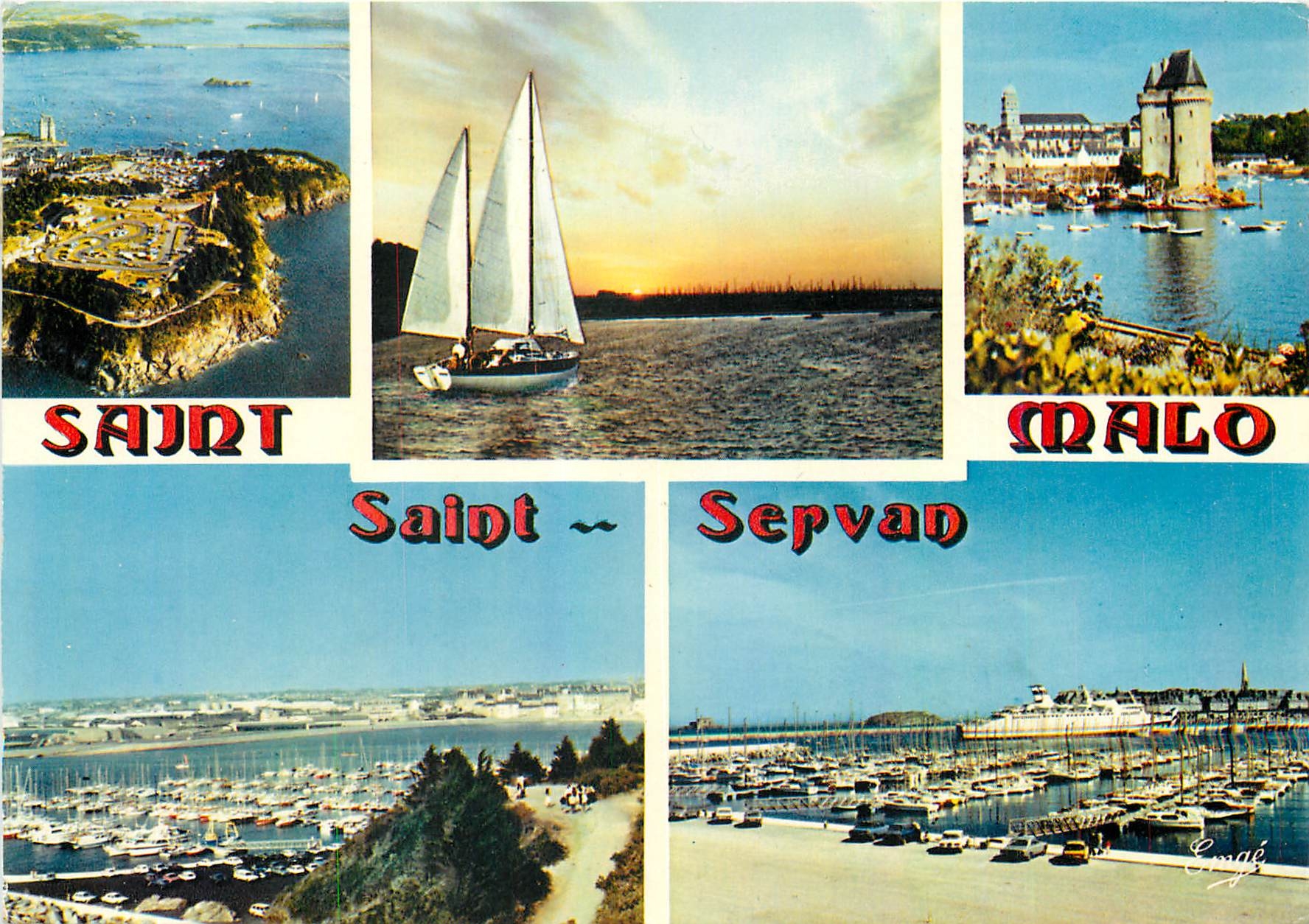 Saint-Malo et Saint-Servan — vue panoramique et port — Éditeur M. Guérin, n°77.2955