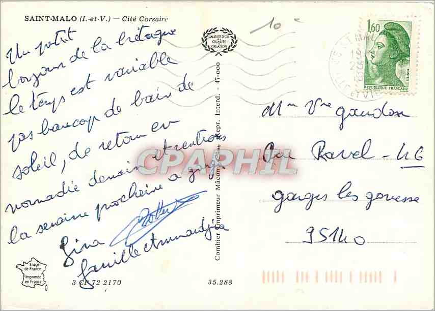 Saint-Malo — Cité Corsaire — Éditeur Quin (n° 35.288) — Verso